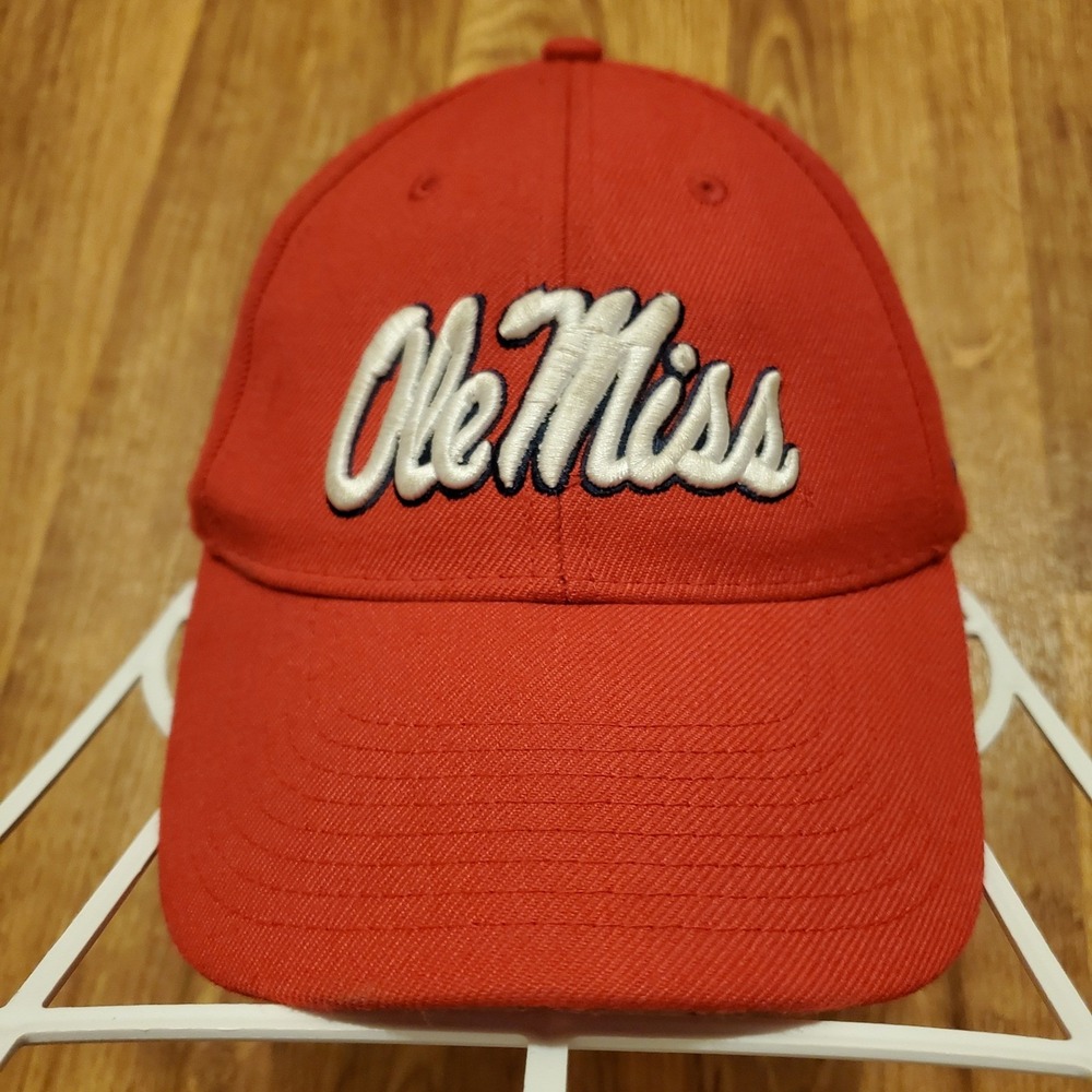 Vintage Nike Ole Miss Rebels Hat‎ Cap Strapback Red Gray Tag Y2K